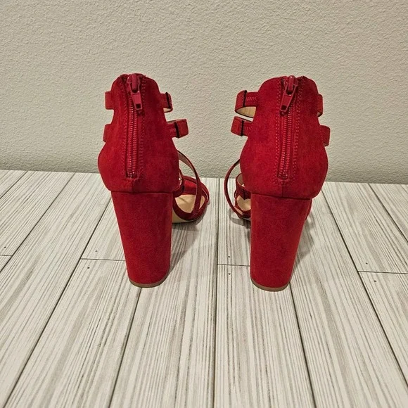 Penny Loves Kenny Bright Red Strappy Heels- Women's 7.5 - Picture 4 of 5